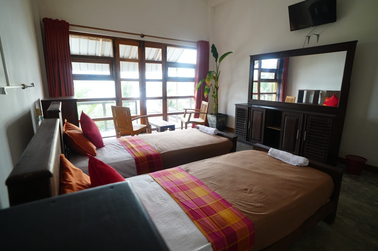 Aerial view of beachfront hotel on the waterfront